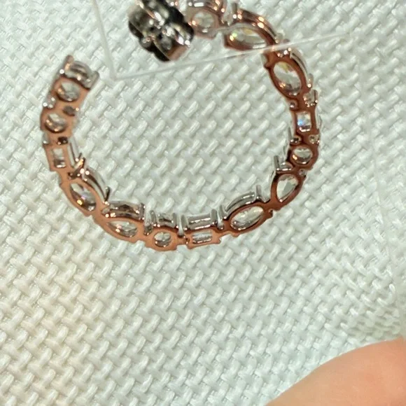 Eliot Danori Sparkling Silver Crystal Hoops - Picture 6 of 8